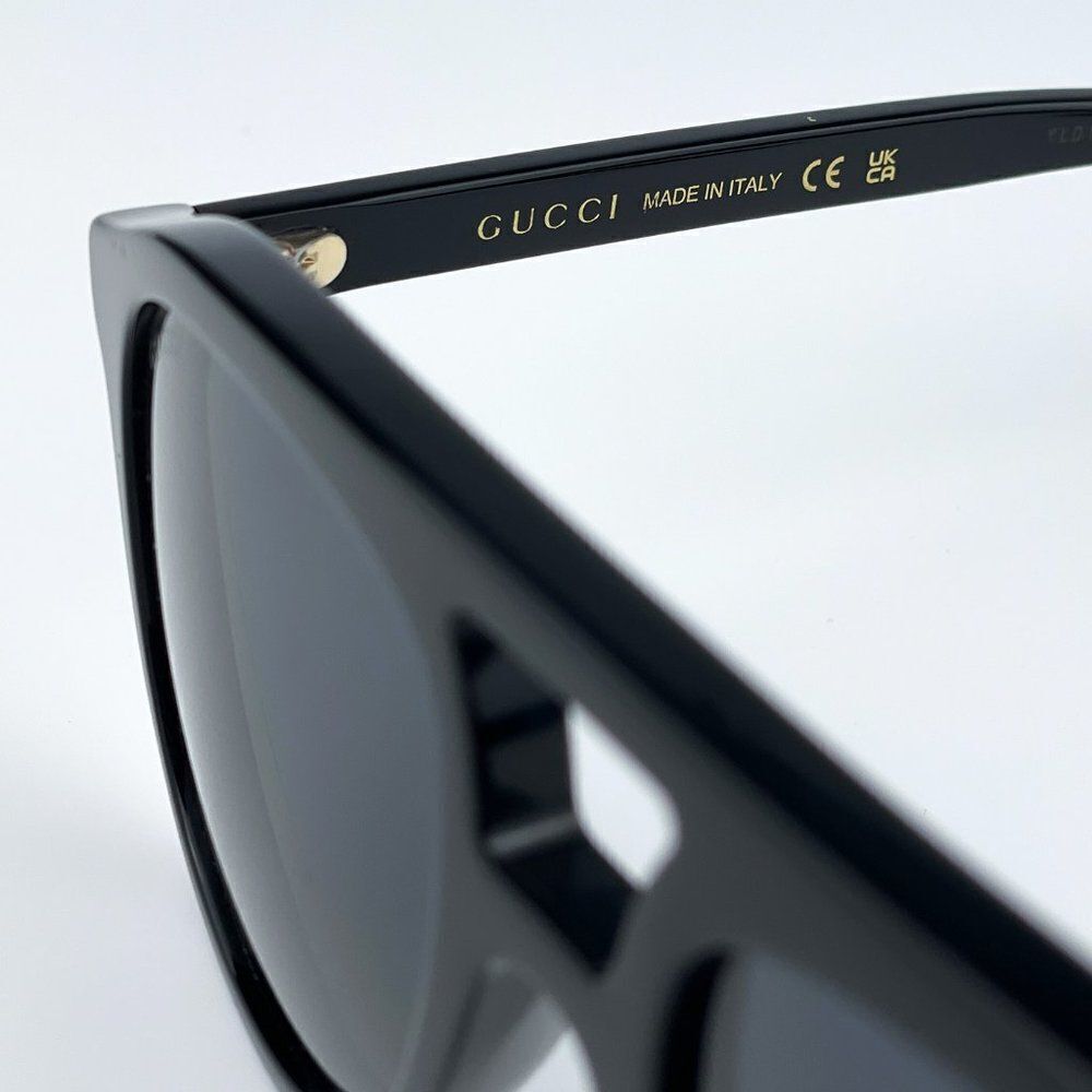 NEW Gucci GG1320S 004 Black Grey Pilot Unisex Sunglasses - Picture 10 of 13